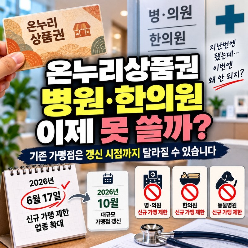 온누리상품권 병원·한의원 이제 못 쓸까｜기존 가맹점은 바로 끊기는 게 아닙니다