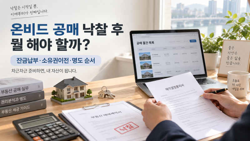 온비드 공매 낙찰 후 뭘 해야 할까? 잔금납부·소유권이전·명도 순서