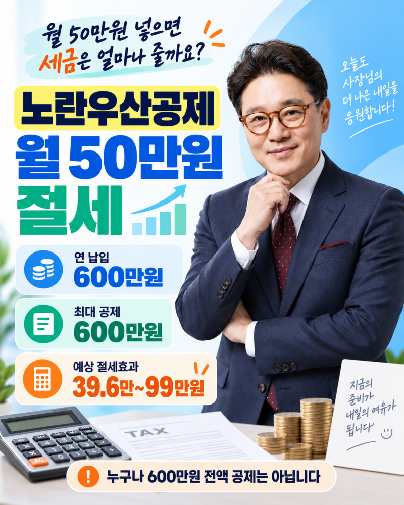 노란우산공제 소득공제, 월 50만원 넣으면 세금 얼마 줄까? 소득별 계산