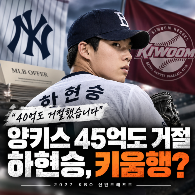 "양키스 45억도 거절" <b>하현승</b>, 키움 <b>계약</b>금 10억 넘을까