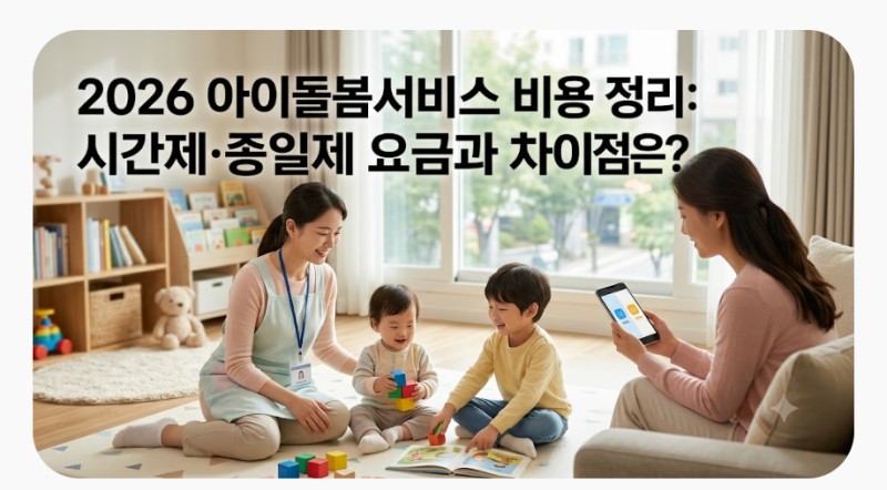 2026 아이돌봄서비스 비용 정리: 시간제·종일제 요금과 차이점은?