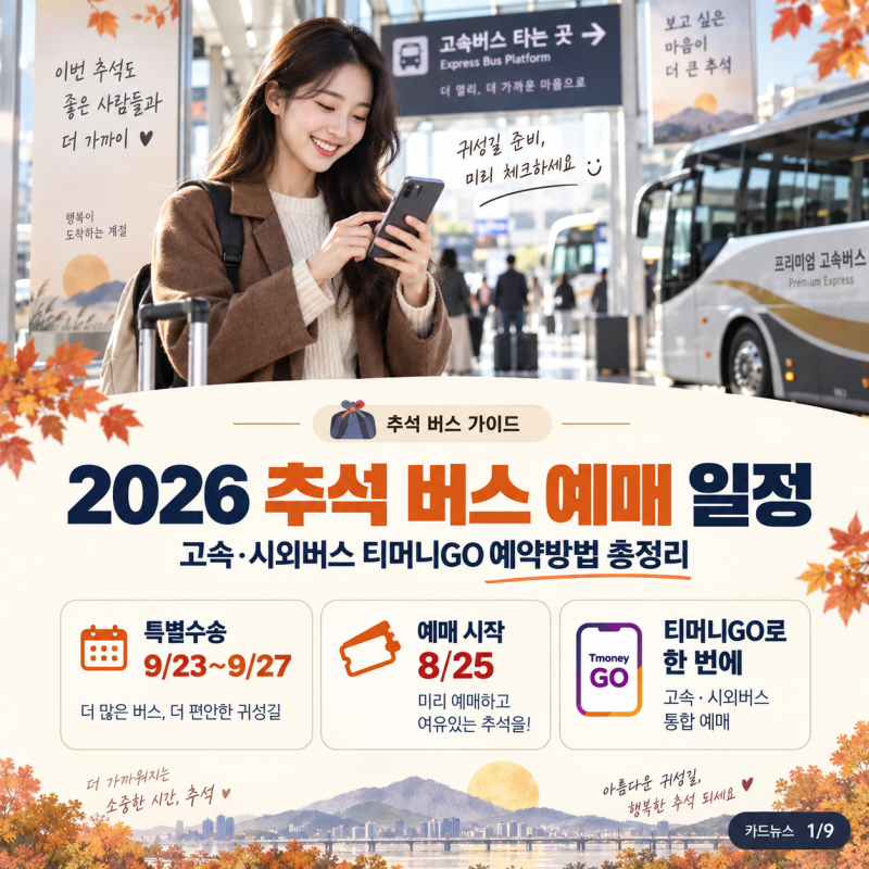 2026 추석 버스 예매 일정｜고속·시외버스 티머니GO 예약방법 총정리