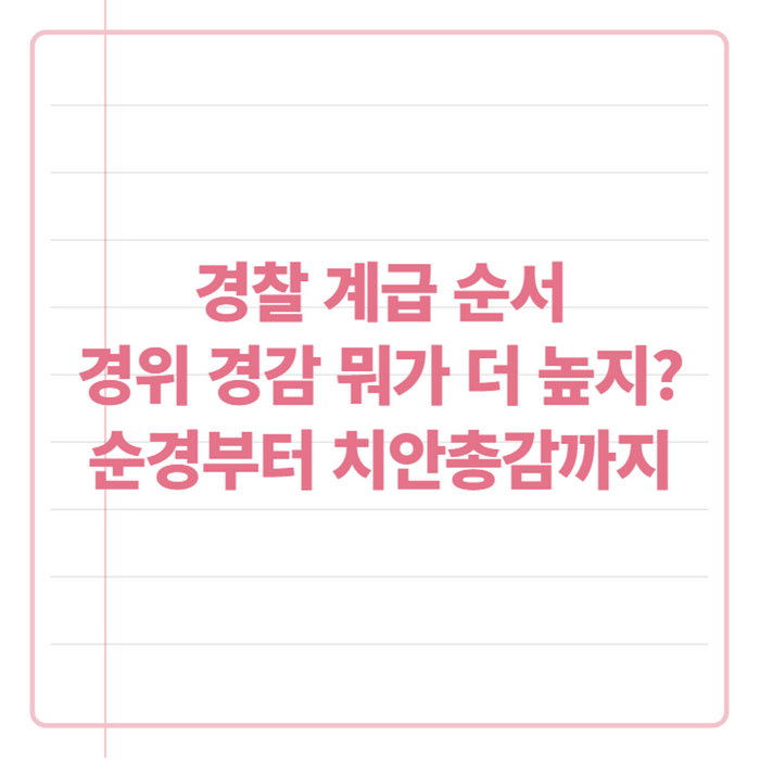 경찰 계급도 순서 총정리, 경위 경감 헷갈리는 부분 한번에 끝내기