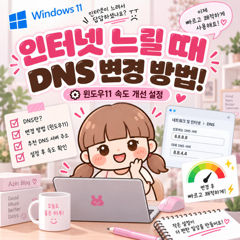 인터넷 느릴 때 DNS 변경 방법! 윈도우11 속도 개선 설정