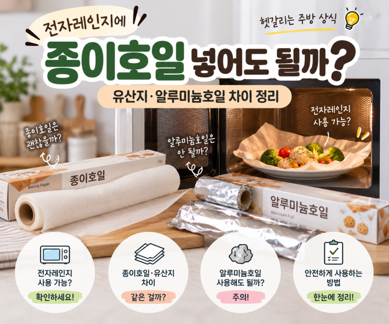 전자레인지에 종이호일 넣어도 될까? 유산지·알루미늄호일 차이 정리