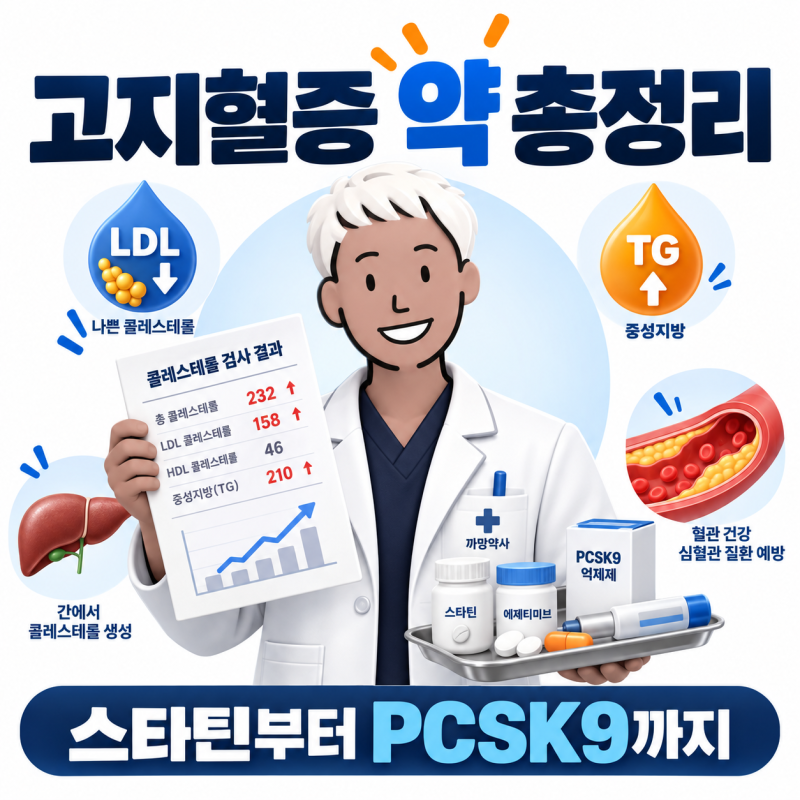 고지혈증 약 총정리｜스타틴·에제티미브·피브레이트·PCSK9, 약사가 쉽게 정리