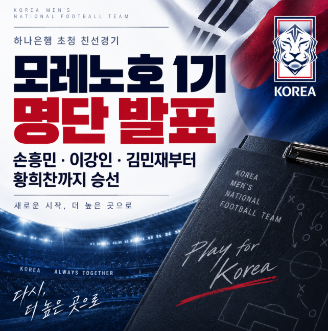모레노호 1기 명단 발표, 손흥민·이강인·김민재부터 이동경까지 승선