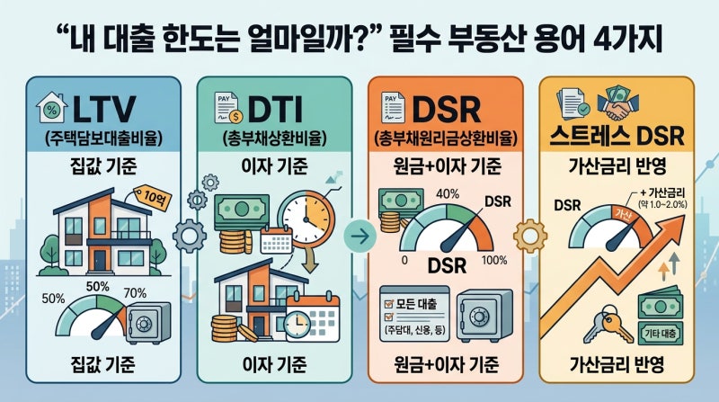 "내 대출 한도는 얼마일까?" 필수 부동산 용어 4가지 (LTV·DTI·DSR·스트레스 DSR)
