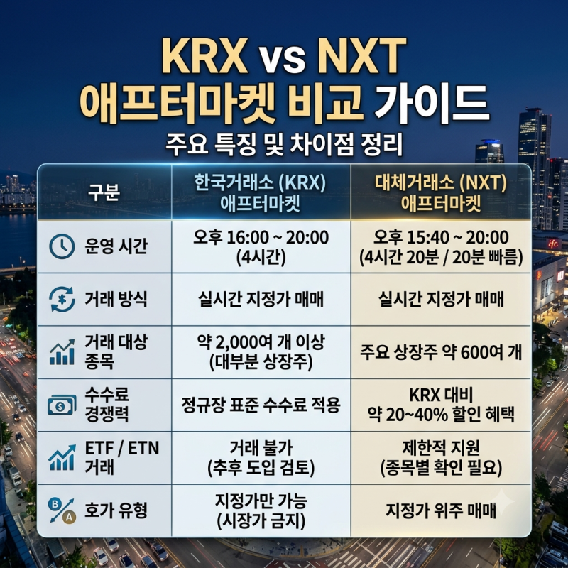 한국거래소 애프터마켓 개장! 퇴근 후 주식 실시간 거래 시간 및 넥스트레이드 비교 총정리