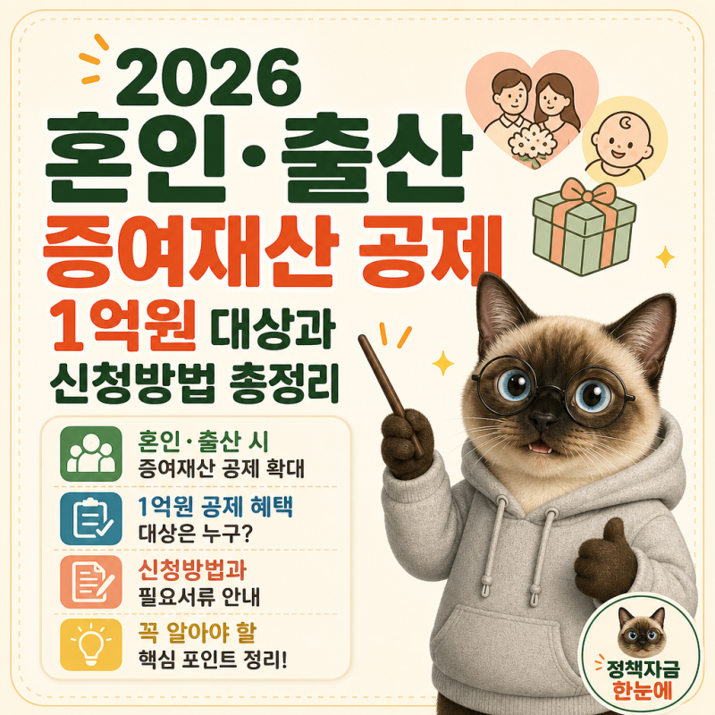 2026 혼인·출산 증여재산 공제 1억원 대상과 신청방법 총정리
