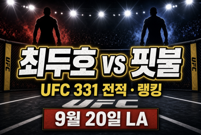 최두호 핏불 경기일정, UFC331 전적과 랭킹 총정리