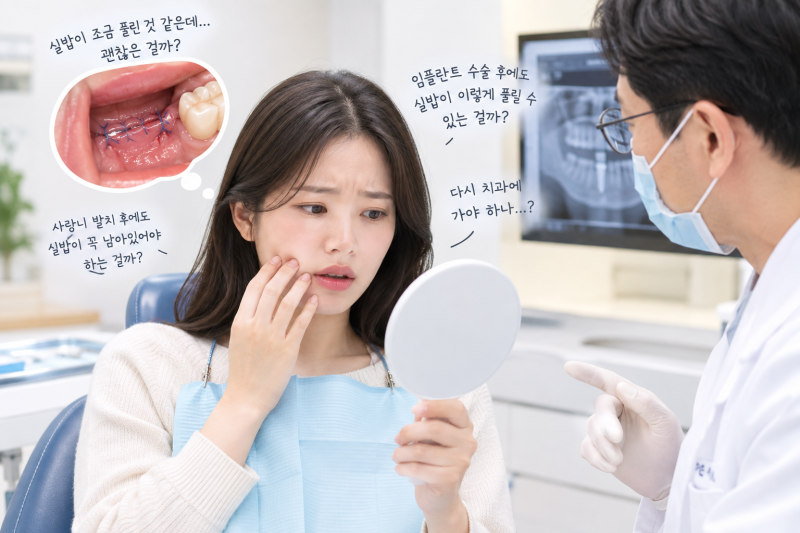 영등포 치과 - 사랑니 발치하고 혹은 임플란트 식립 후 실밥이 풀렸어요. 다시 치과에 가야 ....