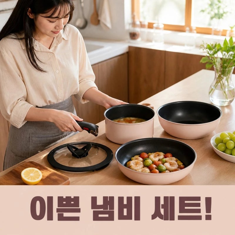 테팔 후라이팬 하나로 해결!!!테팔 매직핸즈 인덕션 크렘 드 피치 테팔 후라이팬 5종 세트 수....