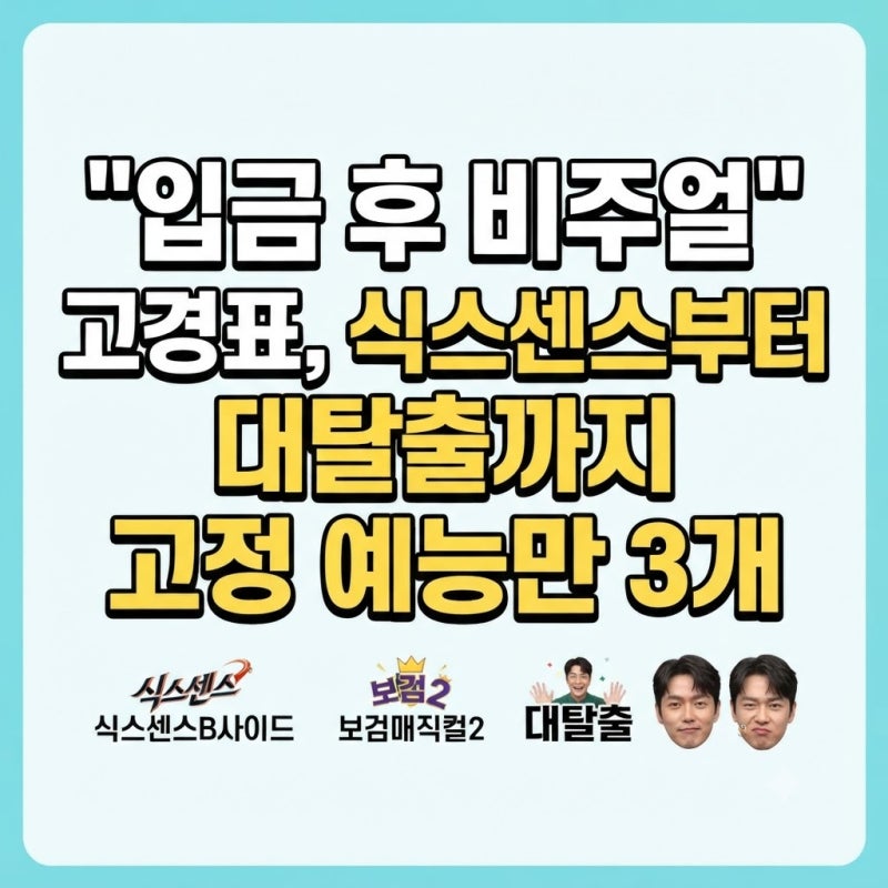 "입금 후 비주얼" 고경표, 식스센스부터 대탈출까지 고정 예능만 3개