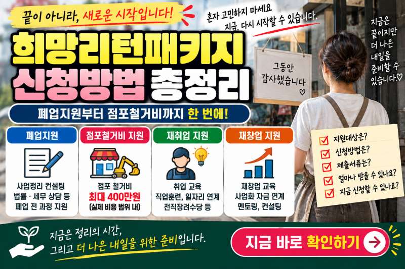 희망리턴패키지 신청방법｜2026 폐업지원·점포철거비 최대 600만원 총정리