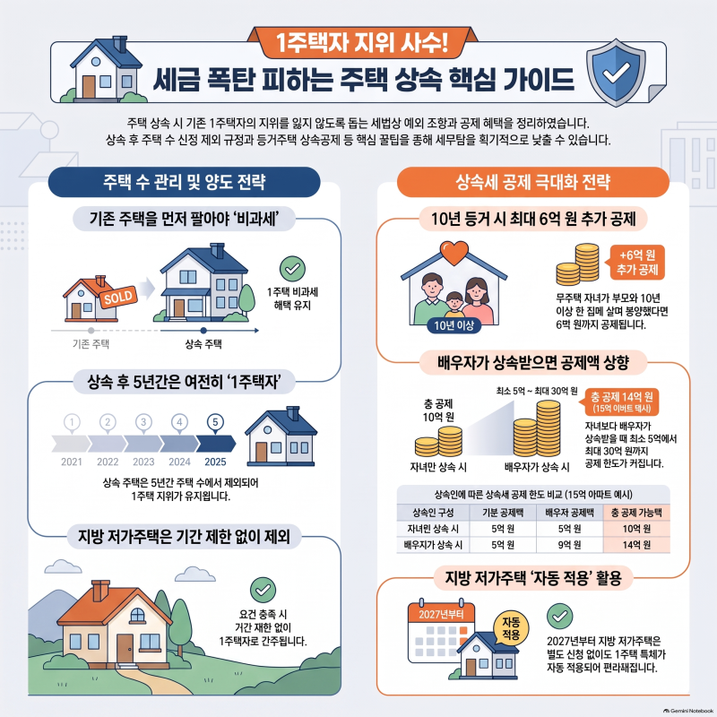 상속주택 받아도 1주택자 지위 유지될까? 양도세·종부세 절세 혜택 가이드