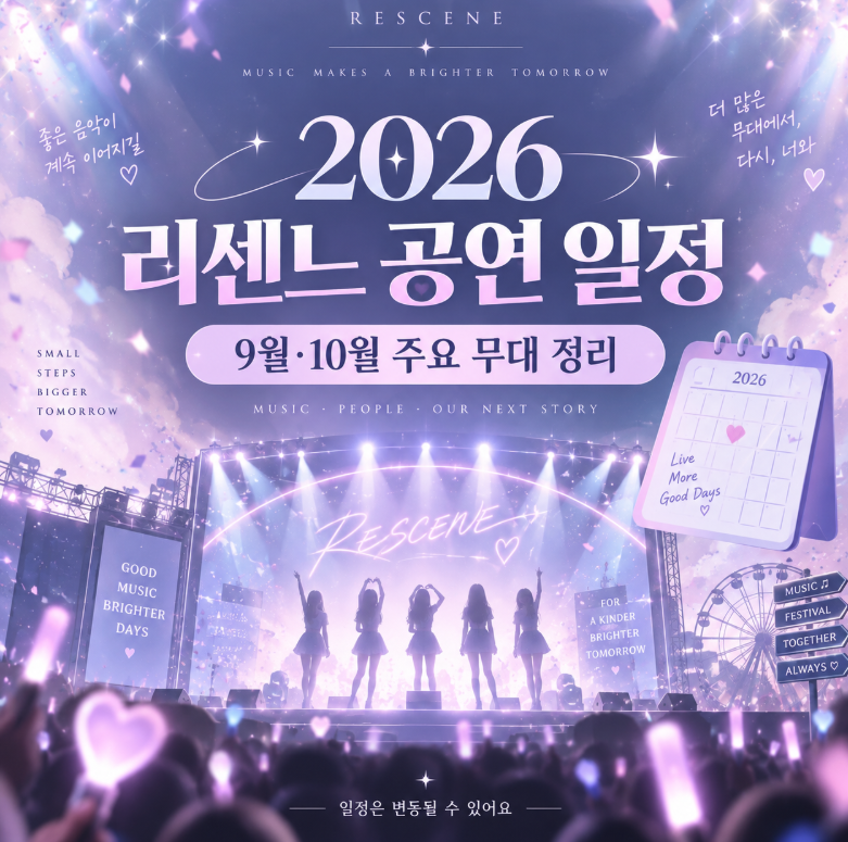 2026 리센느 공연 일정 총정리, 9월·10월 대학축제부터 페스티벌까지