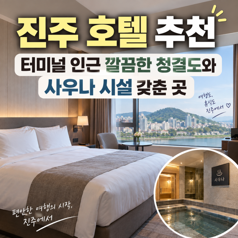 진주 호텔 추천 터미널 인근 깔끔한 청결도와 사우나 시설 갖춘 곳