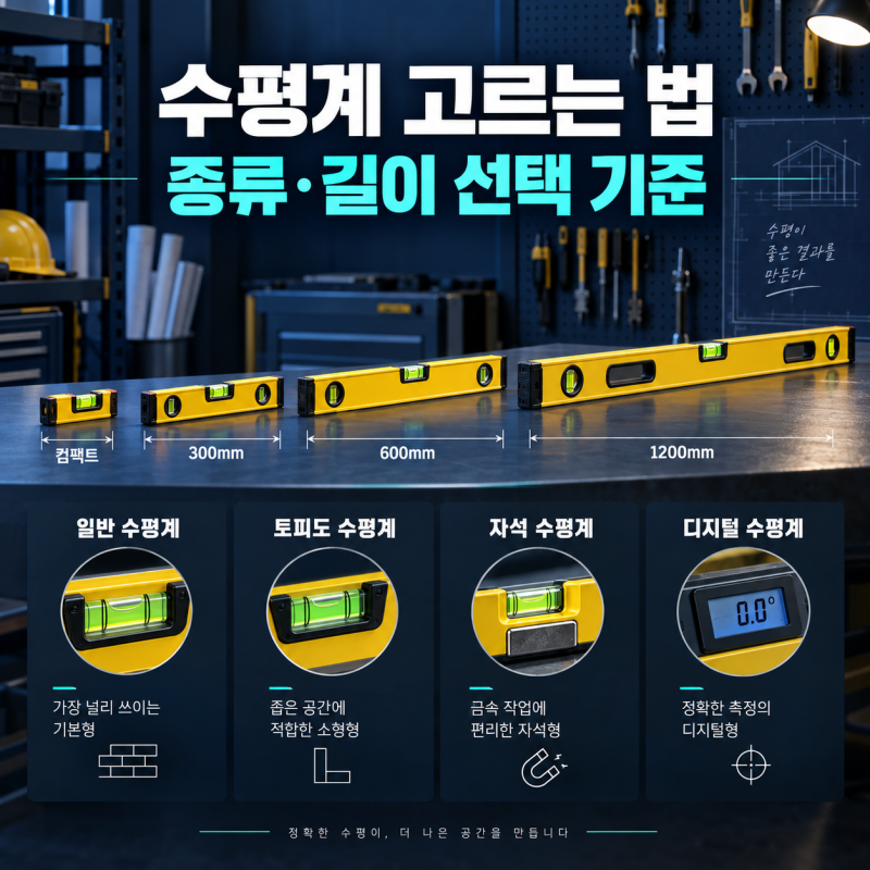 수평계 고르는 법｜미니·300mm·600mm·1200mm 길이와 종류 비교
