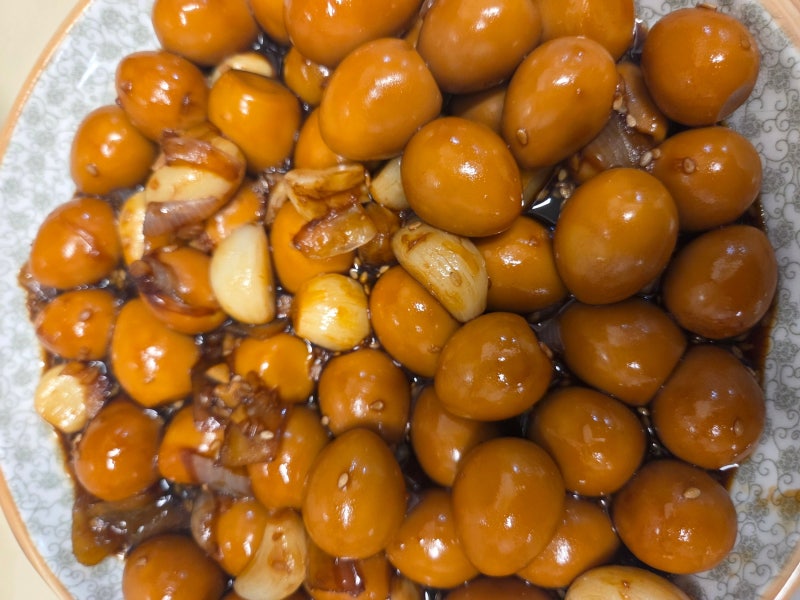 급식대가 메추리알 장조림 레시피, 전분물 넣어 쫀득하게 만들기