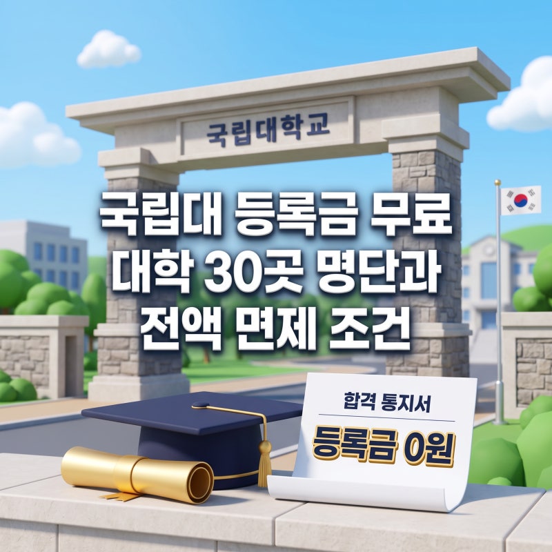 국립대 등록금 무료 대학 30개 학교와 4년 전액 면제 조건 분석