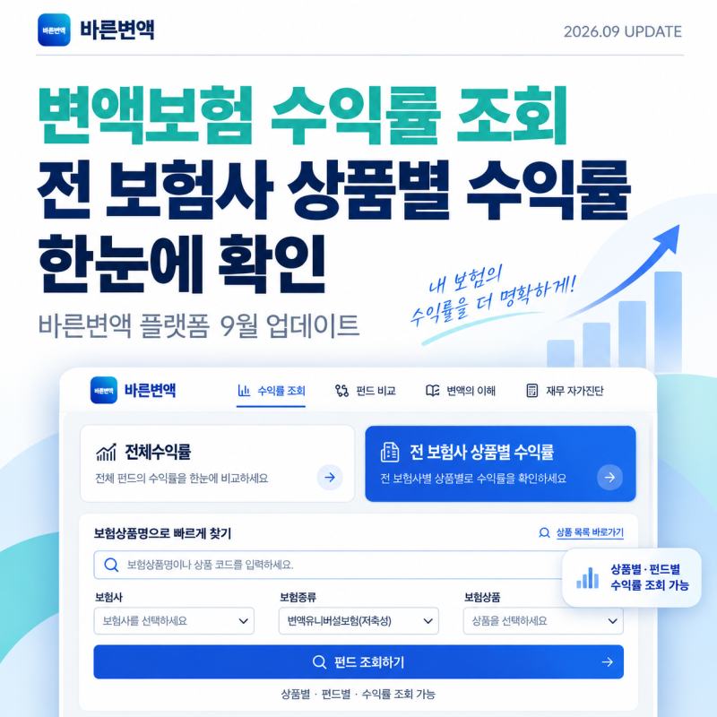[변액보험 수익률 조회] 전 보험사 상품별 수익률까지 한눈에｜바른변액 플랫폼 9월 업데이....