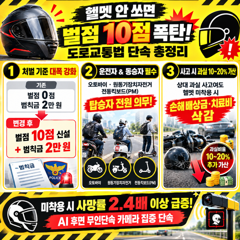 "2만 원 내면 끝인 줄 알았죠?" 헬멧 안 쓰면 벌점 10점 폭탄! 오토바이·전동킥보드 단속과 과....