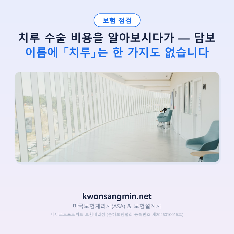 치루 수술 비용을 알아보시다가 — 회사는 「치루」를 질병 목록의 한 칸, 「치열 및 치루」....