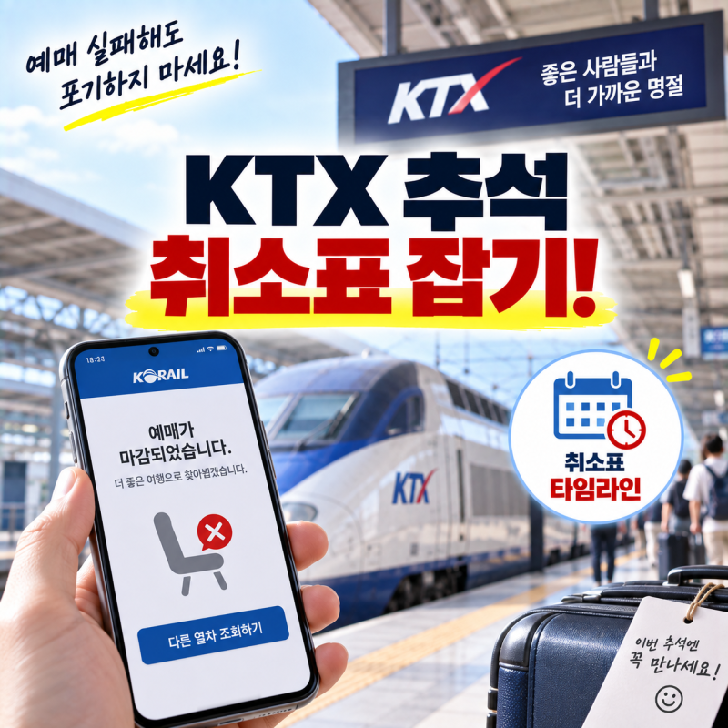 2026 추석 KTX 예매 표 구하기 실패했을 때 반드시 알아야 할 취소표 타임라인과 잔여석 줍기 ....