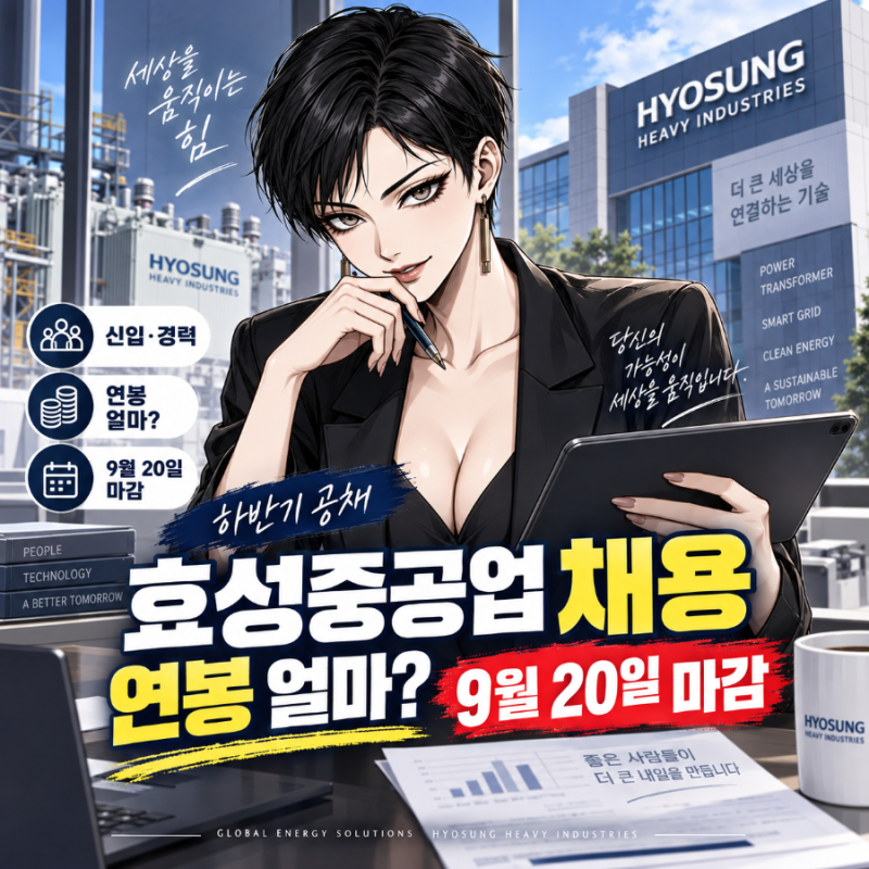 효성중공업 채용 9월20일 마감, 연봉 얼마?