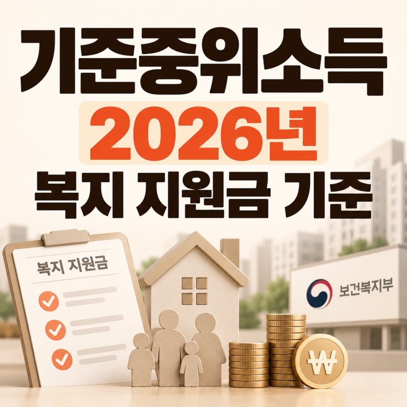 기준중위소득 50%·75%·100%·120%뜻과 2026년 기초생활수급자 정부 복지 지원금 선정 기준표 확인....