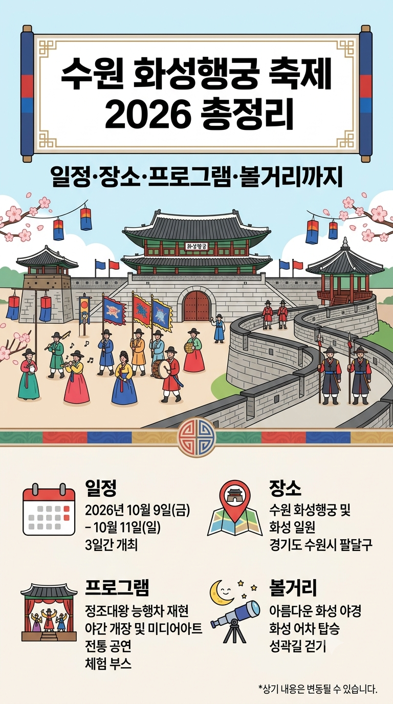 수원 화성행궁 축제 2026 총정리｜일정·장소·프로그램·볼거리까지