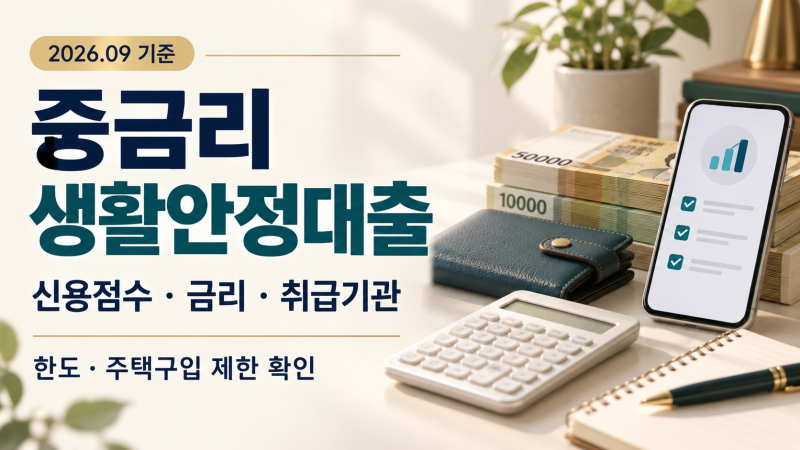 중금리 생활안정대출 신용점수·금리·취급기관｜1,000만 원 한도·주택구입 제한