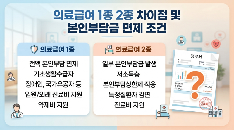 의료급여 1종 2종 차이점 완벽 정리! 본인부담금 면제 조건 및 신청 자격 총정리