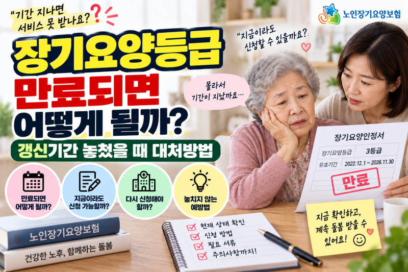 장기요양등급 만료되면 어떻게 될까?｜갱신기간 놓쳤을 때 대처방법