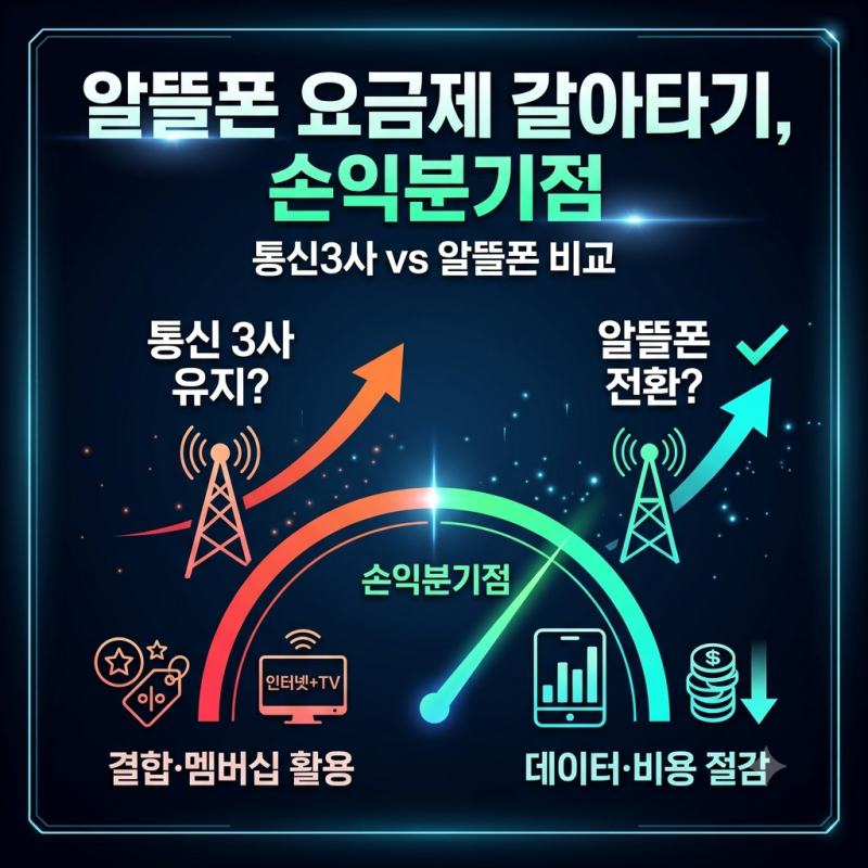 알뜰폰 요금제 갈아타기, 통신3사 비교 손익분기점