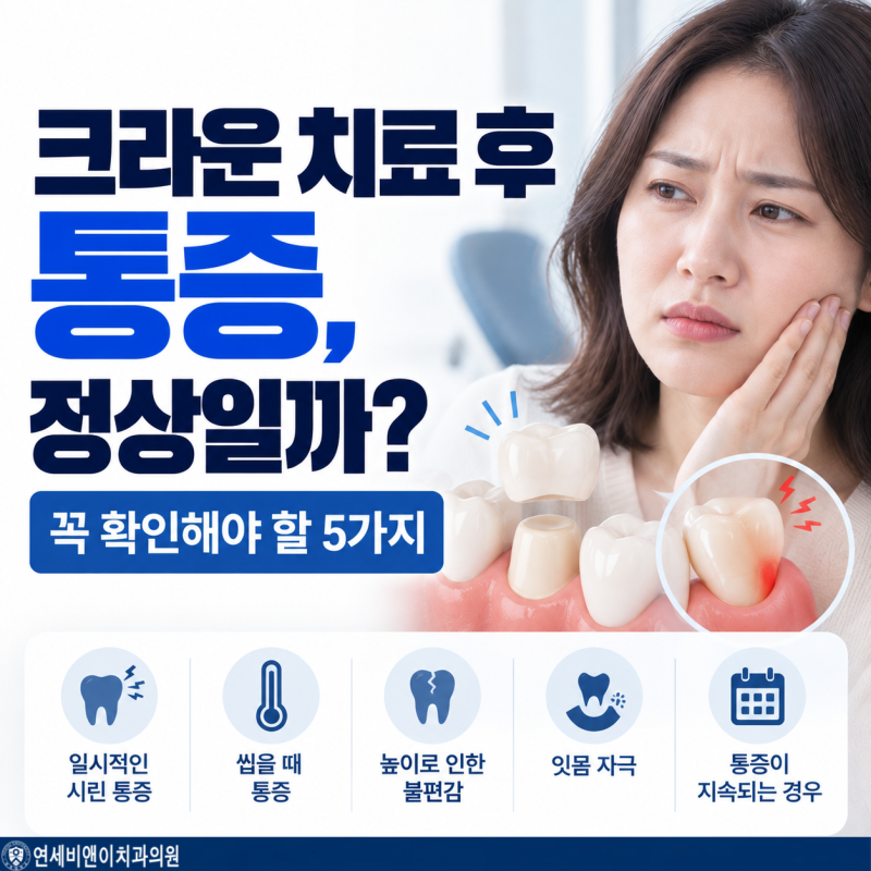 화명동치과 크라운 치료 후 통증, 정상일까? 확인해야 할 5가지