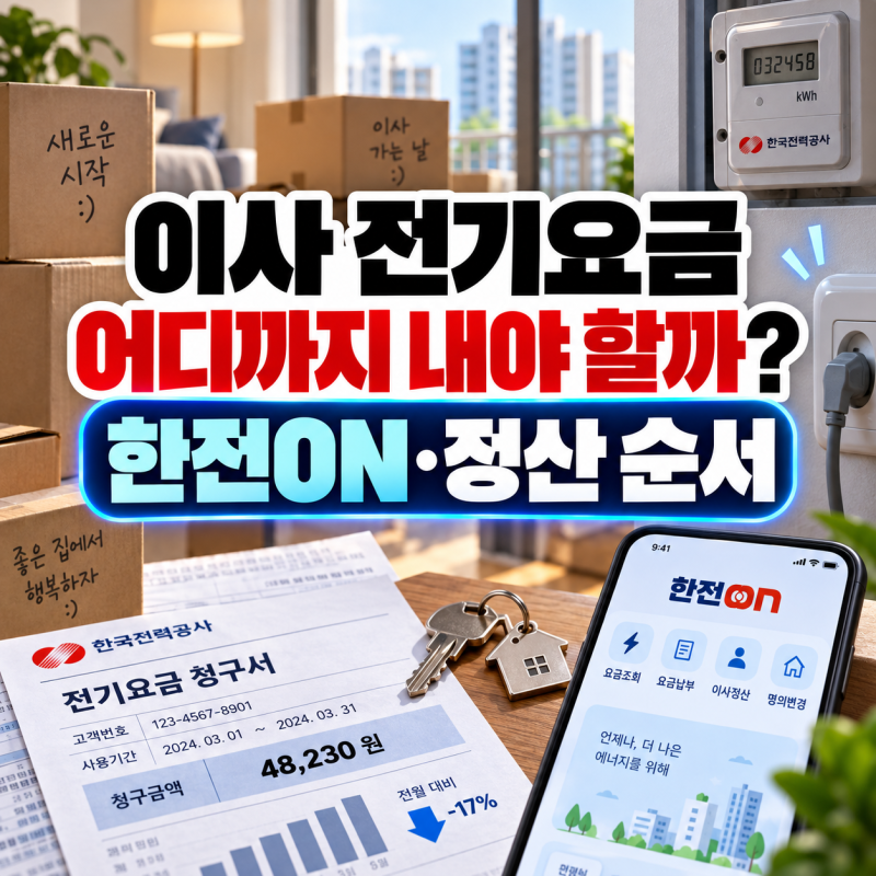 이사 전기요금 정산, 당일 어디까지 내야 할까? 한전ON·고객번호·납부 순서