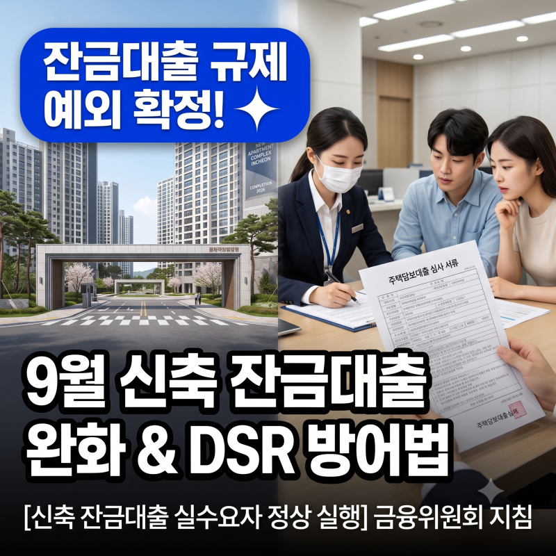 "내 집 입주 코앞인데 대출 중단?" 2026년 9월 신축 아파트 잔금대출 핀셋 완화 조건 및 스트레....