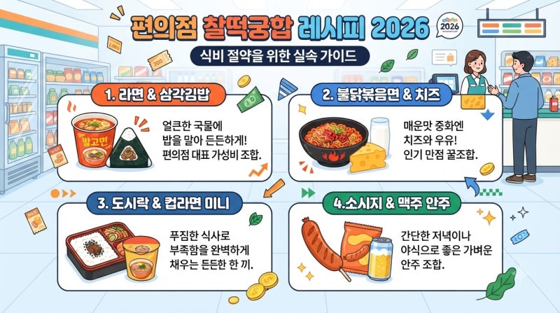 편의점 꿀조합 레시피 2026 식비 방어 실전 가이드