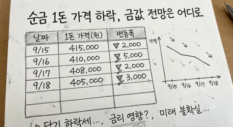 순금 1돈 가격 하락, 금값 전망은 어디로