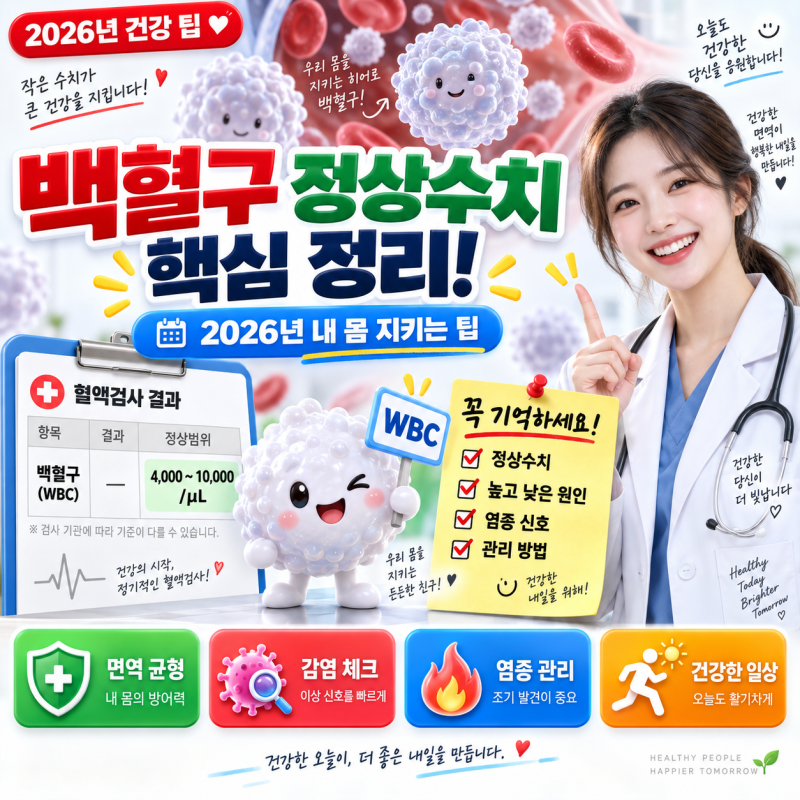 백혈구 정상수치 핵심 정리! 2026년 내 몸 지키는 팁