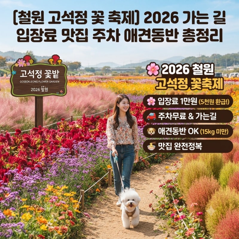 [철원 고석정 꽃 축제] 2026 가는 길 입장료 맛집 주차 애견동반 총정리