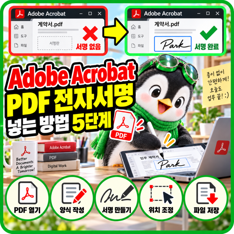 Adobe Acrobat Reader PDF 전자서명 넣고 저장하는 방법