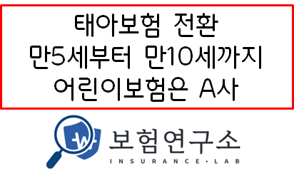 태아보험 전환, 만5세부터 만10세 어린이보험은 A사로 가입하세요