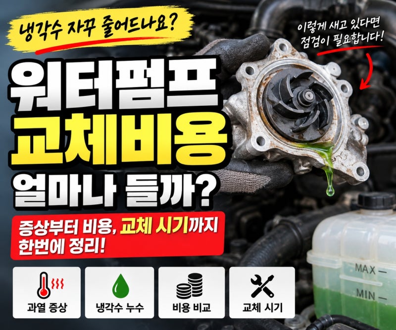 워터펌프교체비용 냉각수 줄어든다면 교체 전 이것부터 확인하세요ㅍ