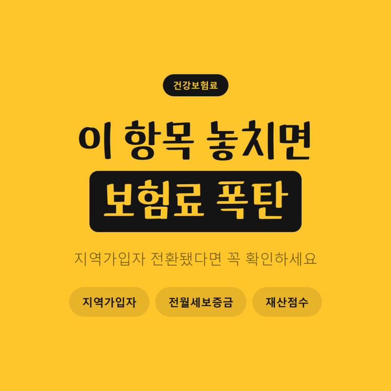 지역건강보험료 산정기준 모르고 신고했다가 매달 몇만 원씩 더 내게 되는 항목