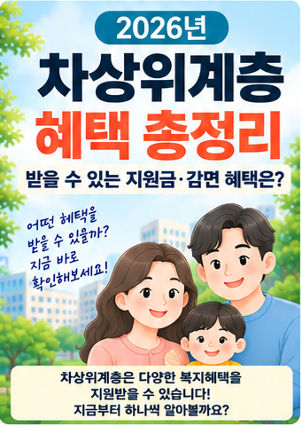 2026년 차상위계층 혜택 총정리, 받을 수 있는 지원금·감면 혜택은?