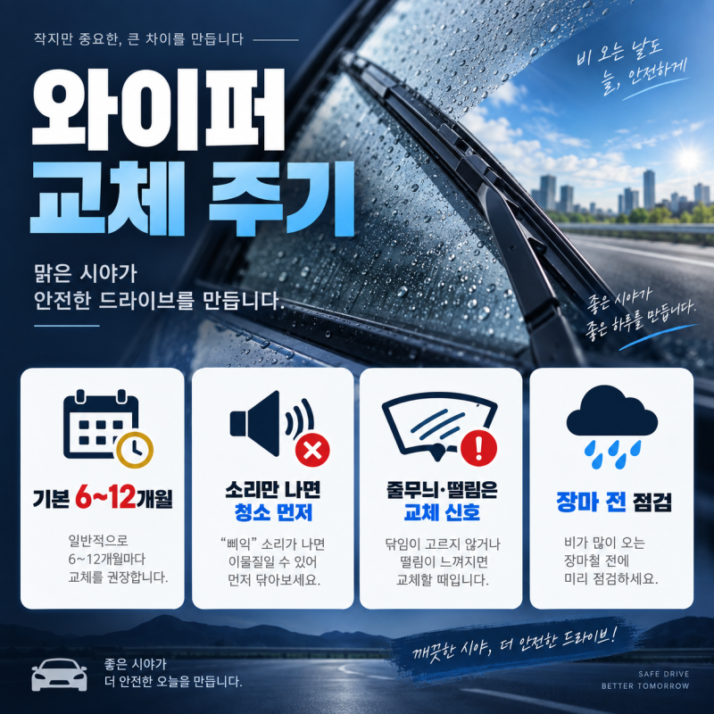 와이퍼 교체 주기, 비 올 때 소리 나면 언제 갈아야 하나