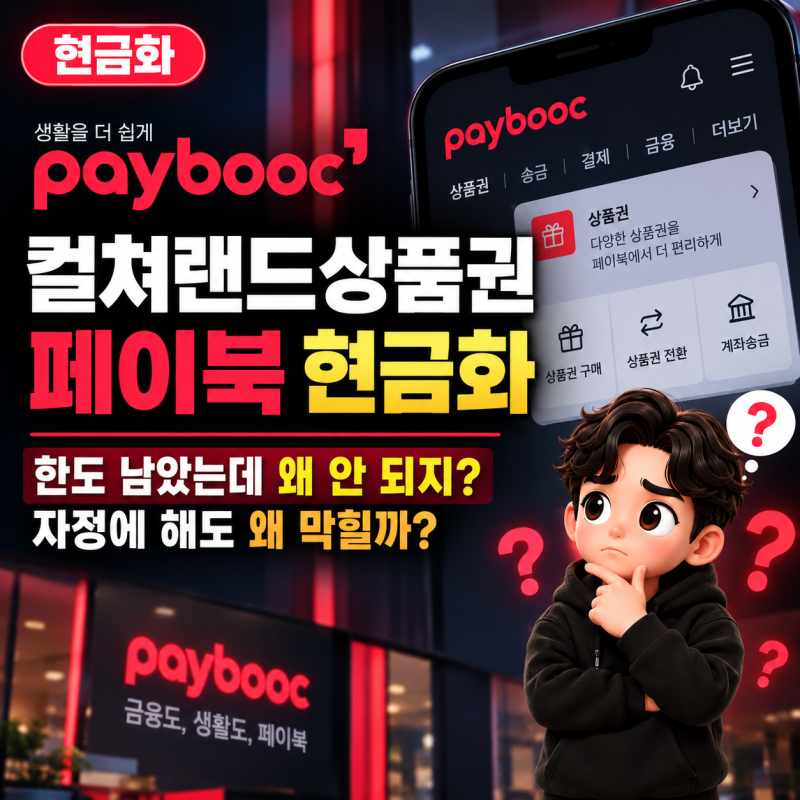 컬쳐랜드상품권 페이북 현금화 방법｜수수료 8%·한도초과·자정에도 안 되는 이유